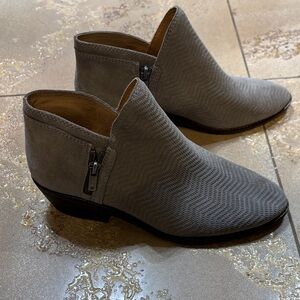 Lucky Brand Chevron-Textured Gray Suede Ankle Booties